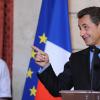 Nicolas Sarkozy a dégusté vendredi 14 janvier 2011 à l'Elysée la traditionnelle "galette républicaine" qu'offre chaque année au Président la Confédération nationale de la boulangerie-pâtisserie.