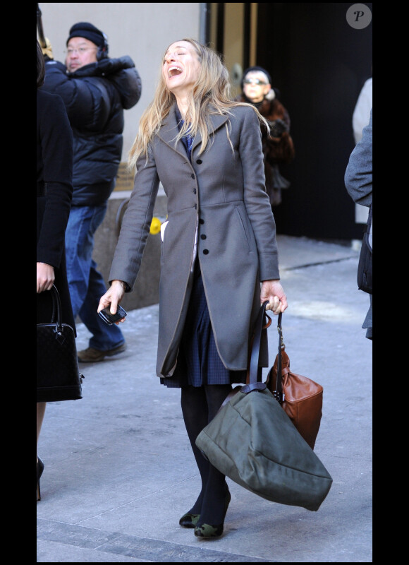Sarah Jessica Parker sur le tournage de I Don't know how she does à Manhattan le 17 janvier 2011