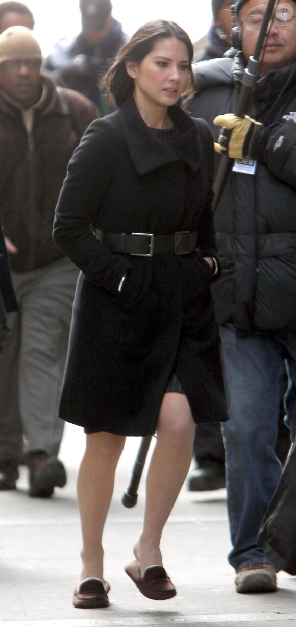 Olivia Munn sur le tournage de I Don't know how she does à Manhattan le 17 janvier 2011
