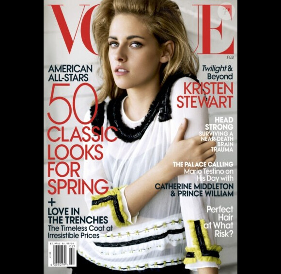 Kristen Stewart en couverture de Vogue américain, février 2011.
