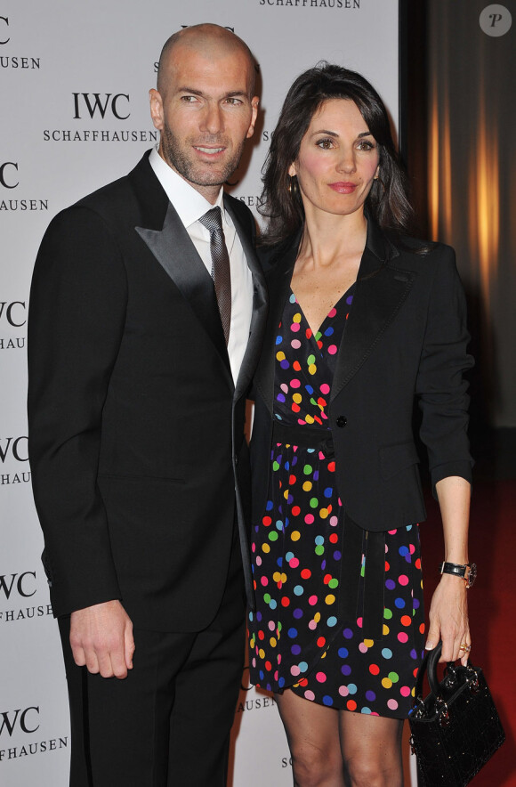 Zinedine et Véronique Zidane lors de la soirée organisée pour le lancement de la collection Portofino IWC, le 18 janvier 2011, à Genève