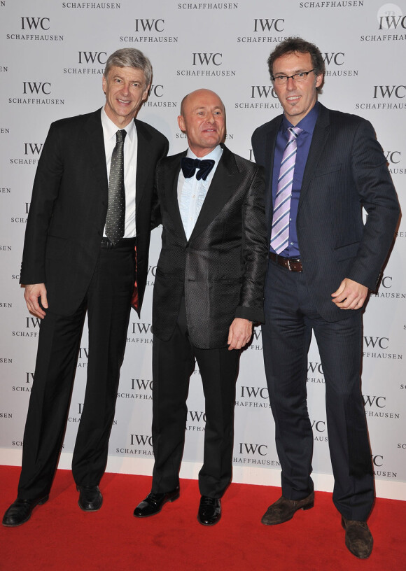 Arsene Wenger, Georges Kern et Laurent Blanc lors de la soirée organisée pour le lancement de la collection Portofino IWC, le 18 janvier 2011, à Genève