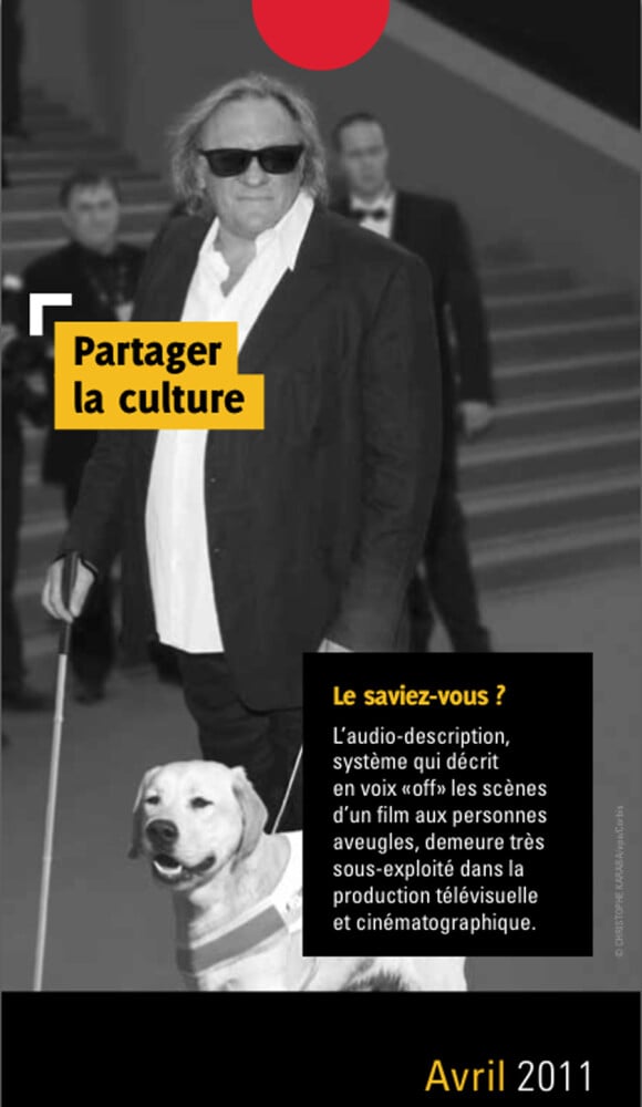 Gérard Depardieu dans le calendrier pour la Fédération des Aveugles et Handicapés Visuels de France.