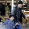 Nicolas Cage sur le tournage de Ghost Rider 2 avec sa femme et leur fils Kel-EL, à Denizli, janvier 2011