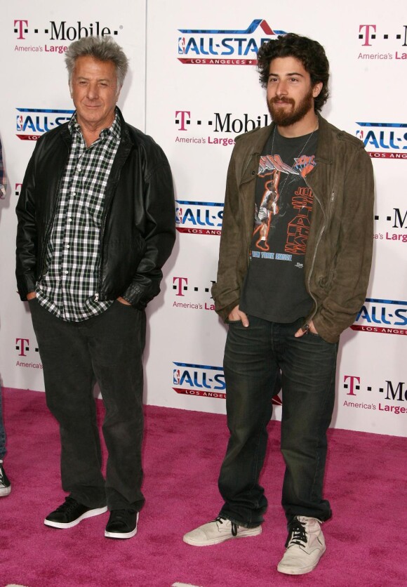 Dustin Hoffman et son fils Jake à la soirée NBA All-Star Game, à Los Angeles le 20 février
