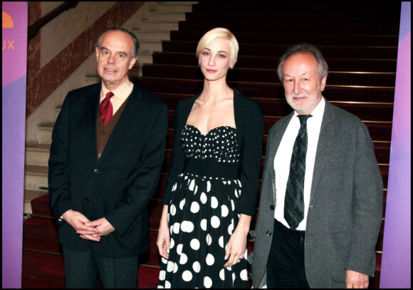 Frédéric Mitterrand, Francesca Inaudi et Jérôme Clément lors de la présentation du téléfilm Frères d'Italie pour Arte le 28 février 2011 à Paris