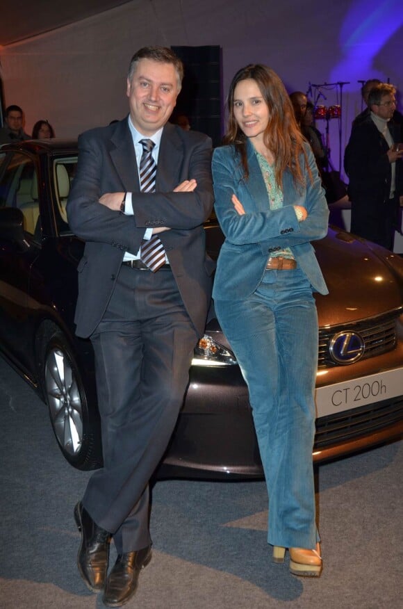 Daniele Schillaci (Président de Toyota et Lexus en France) et Virginie Ledoyen (Ambassadrice Lexus) lors de la soirée de lancement de la nouvelle Lexus, à Saint-Germai
