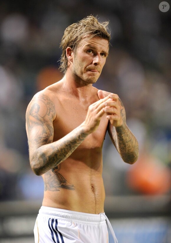 David Beckham avec son maillot des Los Angeles Galaxy, le 20 mars 2011.