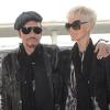 Johnny et Laeticia Hallyday à l'aéroport Charles de Gaulle en partance pour Los Angeles, le 31/03/2011