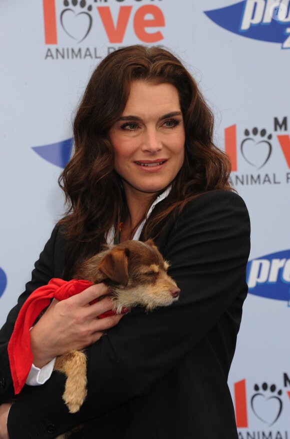Brooke Shields prend la pose lors du Propel Zero à 1000 Celebrity Dog Walking à Los Angeles le 2 avril 2011