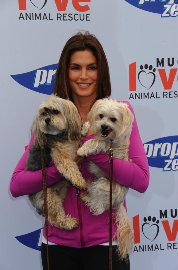 Cindy Crawford prend la pose lors du Propel Zero à 1000 Celebrity Dog Walking à Los Angeles le 2 avril 2011