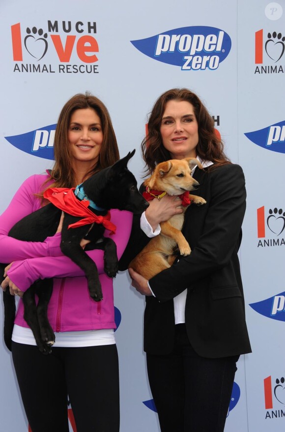 Cindy Crawford prend la pose lors du Propel Zero à 1000 Celebrity Dog Walking à Los Angeles le 2 avril 2011
