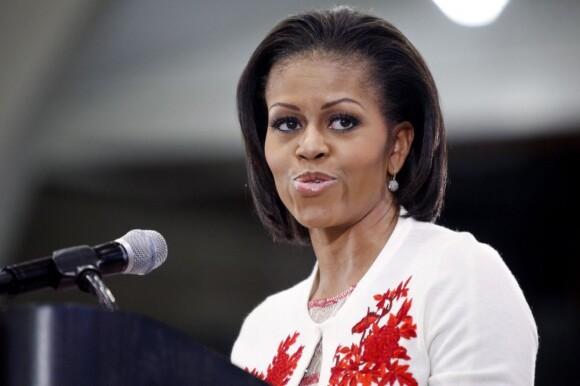 Michelle Obama lors de l'un de ses déplacements pour rencontre les familles de militaires américains. Le 14 avril 2011