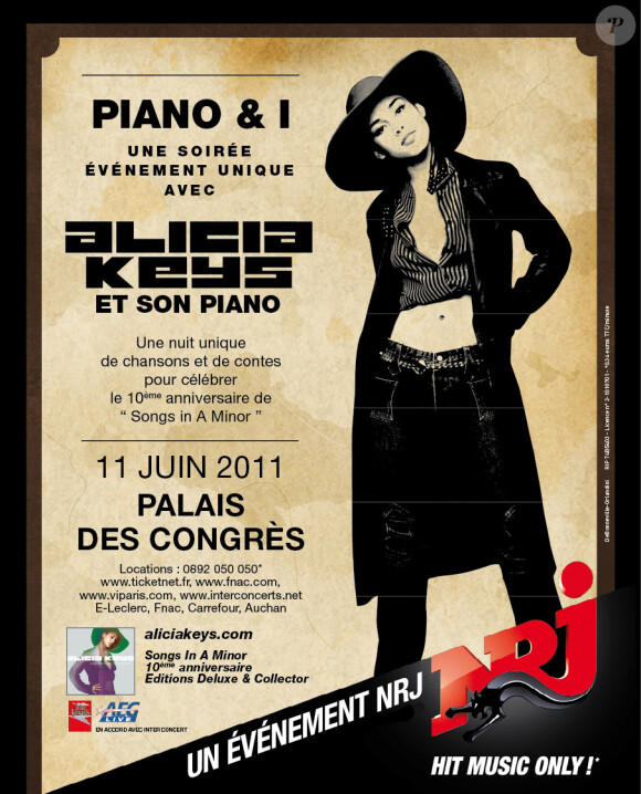 Alicia Keys sera en Paris au Palais des Congrès pour un concert unique : Piano & I le 11 juin prochain.
