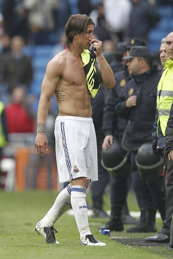 Sergio Ramos lors du match de Liga perdu 3-2 face au Real Saragosse à Madrid le 30 avril 2011
