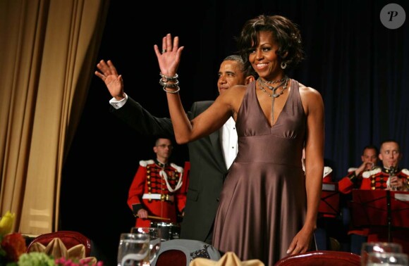 Barack et Michelle Obama, dîner des correspondants de la Maison Blanche, à Washington, le 30 avril 2011.