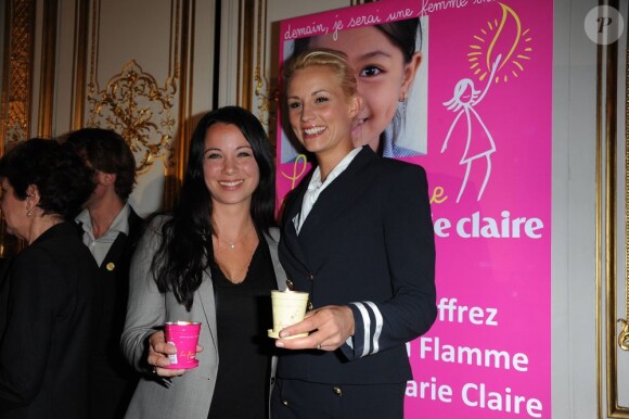 Elodie Gossuin et Anne-Gaelle Riccio posent pour La flamme Marie-Claire. Paris, 2 mai 2011