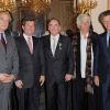 Frédéric Mitterrand, Richard J. Fox, Jean-Jacques Annaud et Jack Lang, à l'occasion de la cérémonie en l'honneur de Richard J. Fox, au Ministère de la Culture, à Paris, le 2 mai 2011.