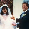Arnold Schwarzenegger et Maria Shriver lors de leur mariage en avril 1986