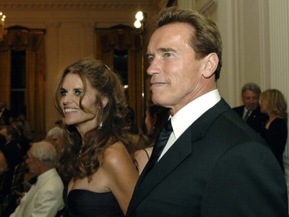 Arnold Schwarzenegger et Maria Shriver à la Maison Blanche, à Washington, le 10 juillet 2006.