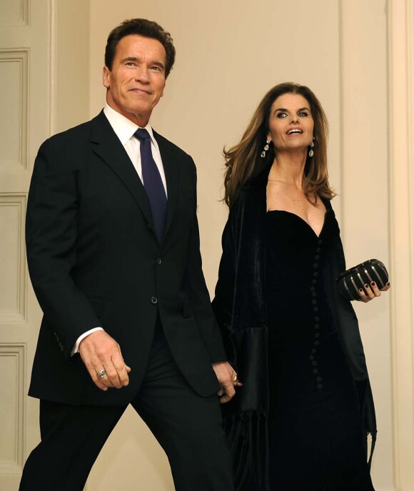 Arnold Schwarzenegger et Maria Shriver à la Maison Blanche, à Washington, le 22 février 2009.