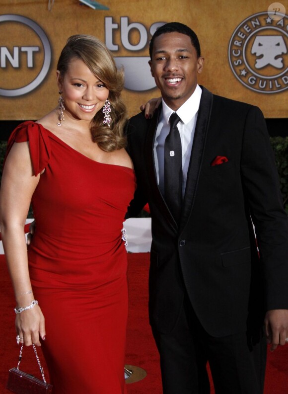 Mariah Carey et son mari Nick Cannon le 23 janvier 2010 à Los Angeles
