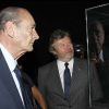 Alain Dominique Perrin, Président de la Fondation Cartier pour l'art contemporain, et Jacques Chirac visite l'exposition Vaudou le 23 mai 2011.