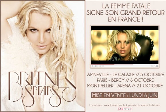 Britney Spears passera à trois reprises en concert en France, en 2011.