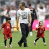 Franck Ribéry et ses deux filles Hiziya et Shahinez le 16 mai 2011 à Munich