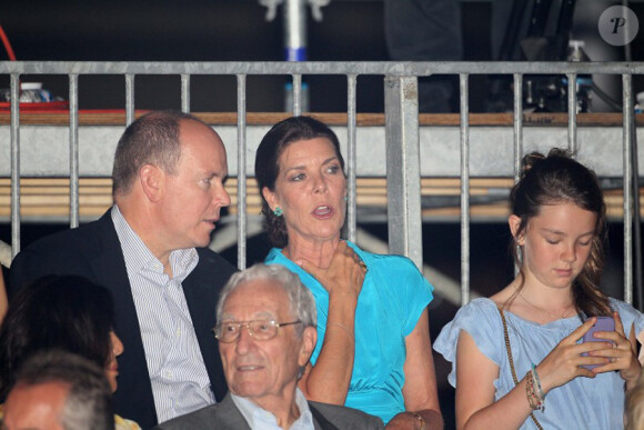 Albert de Monaco et sa soeur Caroline de Hanovre assistent au concert exceptionnel de Jean-Michel Jarre donné à l'occasion du mariage du Prince avec Charlene Wittstock, le 1er juillet 2011