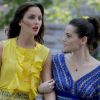Roxane Mesquida et Leighton Meester sur le tournage de Gossip Girl. A New York, le 7 juillet 2011