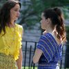Roxane Mesquida et Leighton Meester sur le tournage de Gossip Girl. A New York, le 7 juillet 2011