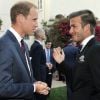 Le prince William et David Beckham lors de la réception pour l'arrivée du couple princier à Los Angeles.  Le 8 juillet 2011