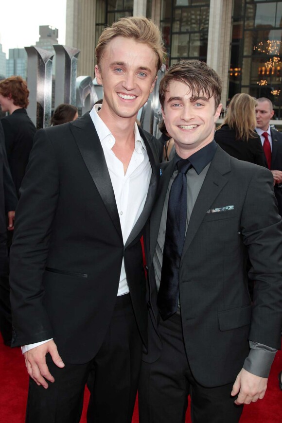 Daniel Radcliffe et Tom Felton à l'avant-première new-yorkaise de Harry Potter et les reliques de la mort - partie 2, le 11 juillet 2011.