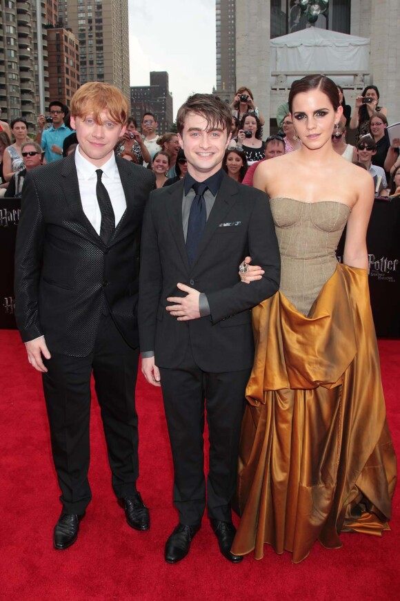 Daniel Radcliffe, Emma Watson et Rupert Grint à l'avant-première new-yorkaise de Harry Potter et les reliques de la mort - partie 2, le 11 juillet 2011.