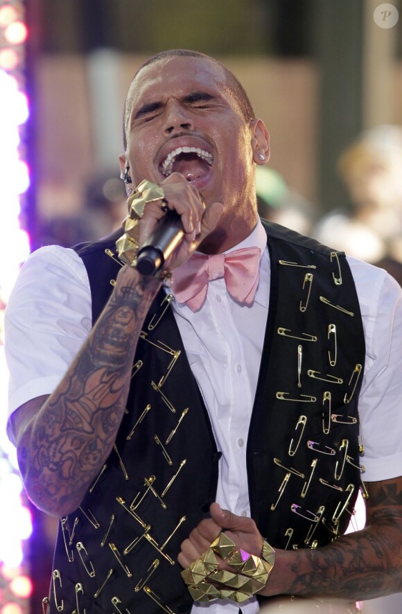 Chris Brown en concert à New York, pour l'émission Today Show, le 15 juillet 2011