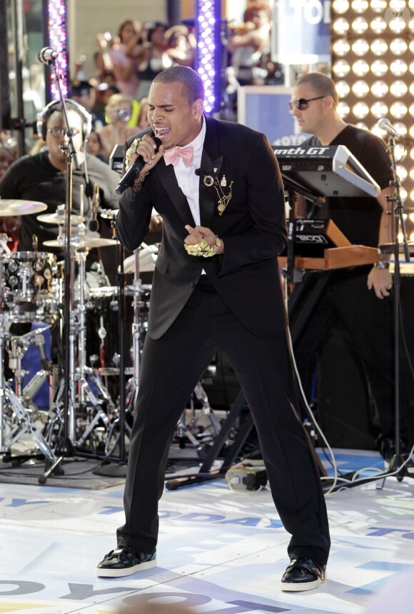 Chris Brown en concert à New York, pour l'émission Today Show, le 15 juillet 2011