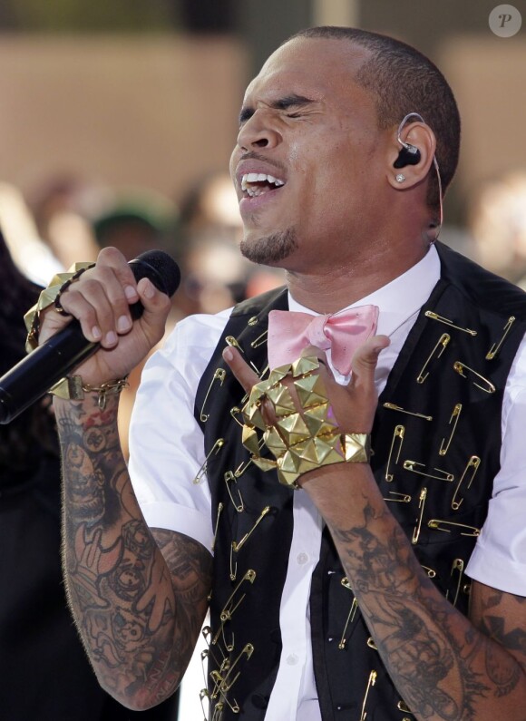 Chris Brown en concert à New York, pour l'émission Today Show, le 15 juillet 2011
