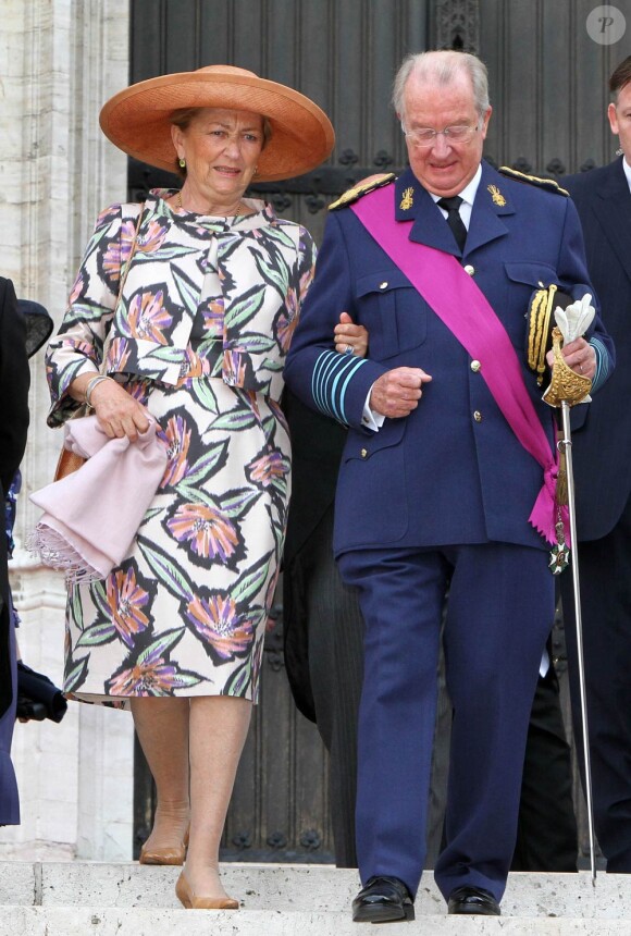 Le roi Albert de Belgique, la reine Paola et la reine Fabiola à la cathédrale Saints Michel-et-Gudule le 21 juillet 2011 pour les Te Deum de la Fête nationale.