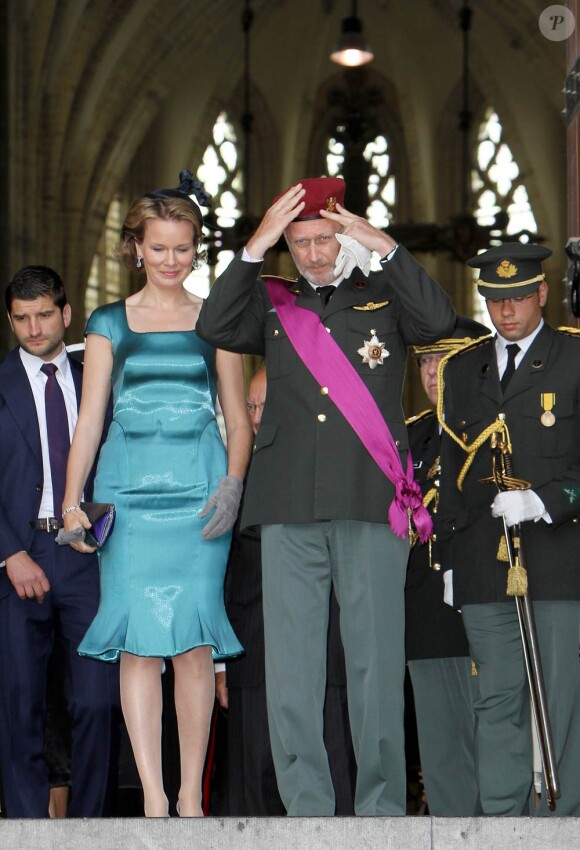 La princesse Mathilde et le prince Philippe de Belgique assistaient à la messe de la Fête Nationale, le 21 juillet 2011 au matin, à Louvain.