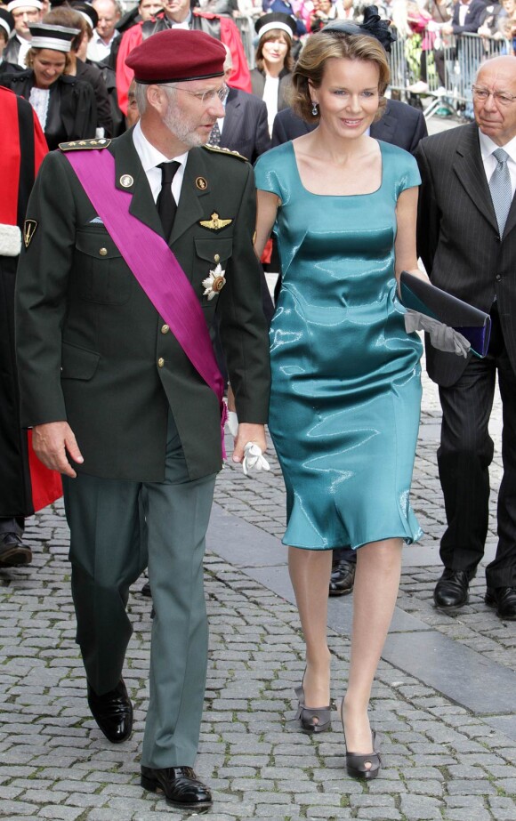 La princesse Mathilde et le prince Philippe de Belgique assistaient à la messe de la Fête Nationale, le 21 juillet 2011 au matin, à Louvain.