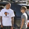 Chris Brown et Justin Bieber se rendent dans un studio d'enregistrement à Los Angeles, lundi 18 juillet, pour travailler sur le nouvel album de ce dernier.