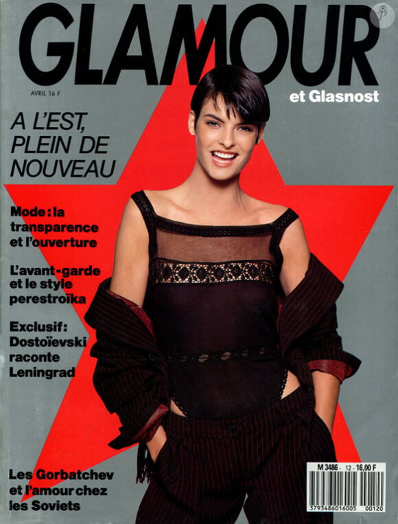 Voici en images les premières couv' du top canadien Linda Evangelista. Ici pour l'édition francaise du magazine Glamour. Avril 1990.