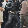 Christian Bale (Batman) et Tom Hardy (Bane) tournent une scène de combat pour Batman - The Dark Knight Rises à Pittsburgh le 31 juillet 2011