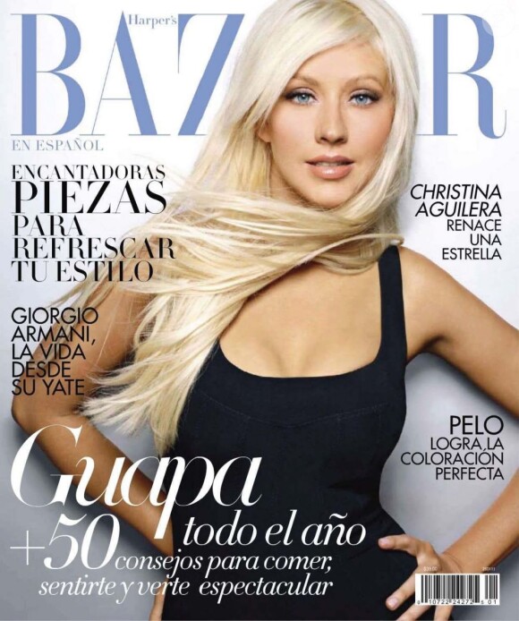 Christina Aguilera en couverture du Harper's Bazaar Mexico de janvier 2011.