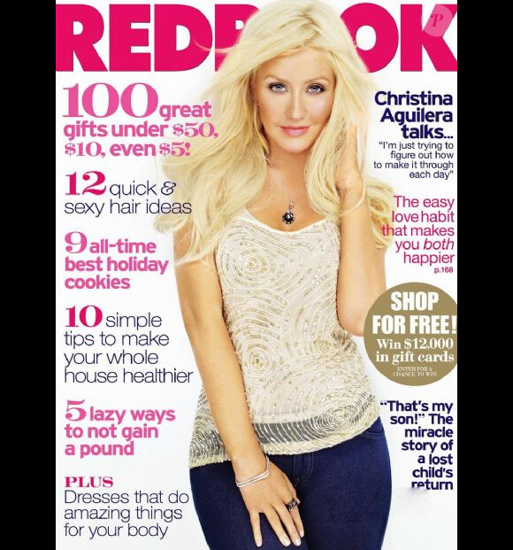 Christina Aguilera la joue femme fragile en couverture du Redbook de décembre 2010.