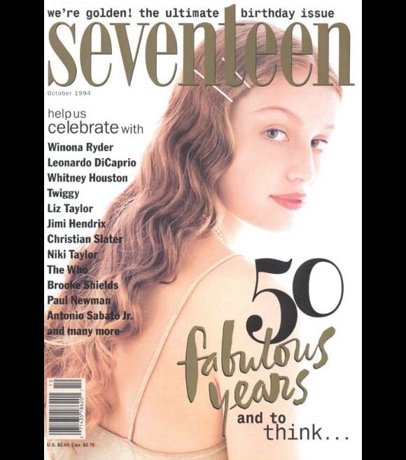 Octobre 1994 : Laetitia Casta est âgée de seulement 16 ans lorsqu'elle pose pour en couverture de Seventeen.