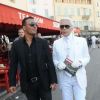 Karl Lagerfeld tourne, à St-Tropez, le nouveau clip de son ami Jean-Roch, samedi 20 août 2011.