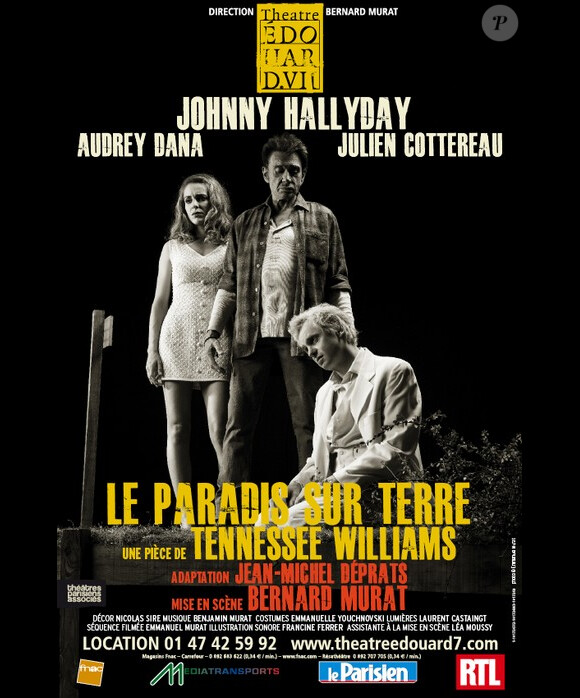Affiche de la pièce Le Paradis sur terre, qui débute le 6 septembre 2011 au théâtre Edouard VII, à Paris.