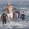 David Beckham à la plage à Malibu avec ses fils Romeo et Cruz, le 27 août 2011